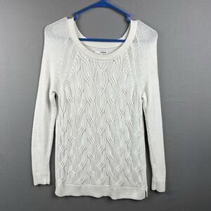 Sonoma Womens Sweater Small Ivory Off White Long Sleeve Scoop Cable Knit Size S